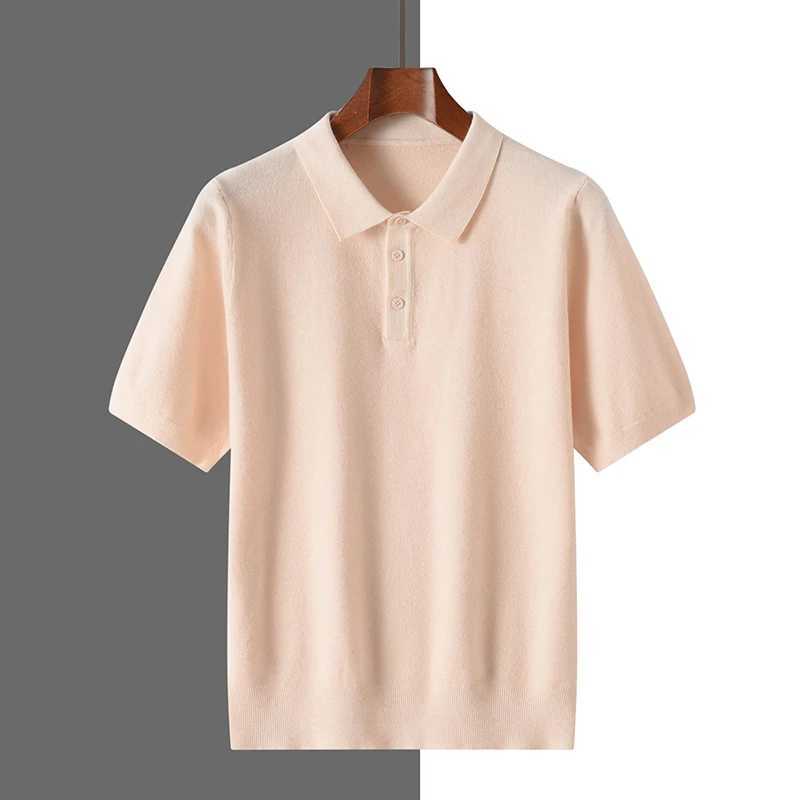 Summer new 100% pure cotton mens polo shirt collar business casual solid color T-shirt knitted top. W250329