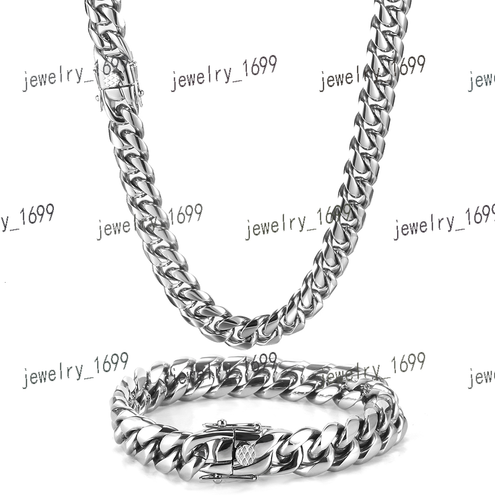 Factory Wholesale Hip Hop Cuban Link Mens Miami Stainless Steel 18k Silver Plated Chain Necklace Cuban Link Chain