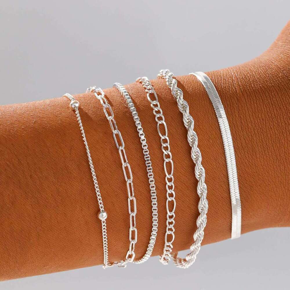 Gold/Sier Women,14K Real Gold Plated Bracelets Stack Trendy Sets Stackable Snake Figaro Paperclip k Chain Adjustable Bracelet Pack Jewelry for Women