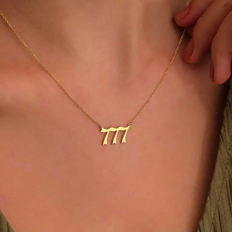 444 666 777 Angel Number Necklace Devil Angel 999 222 111 Womens Necklace Stainless Steel Minimalist Jewelry Y250329