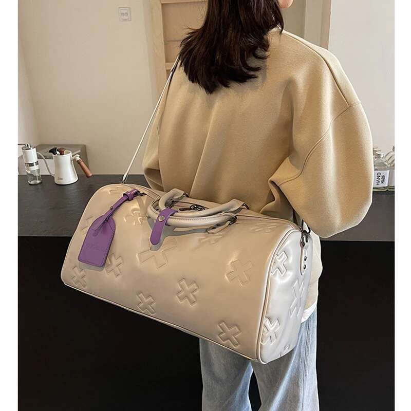 Women's Travel Duffle Fashion PU Leather Gym Fiess Yoga Lage Boston Handbag Outdoor Sports Suitcase Shoulder Tote Bag