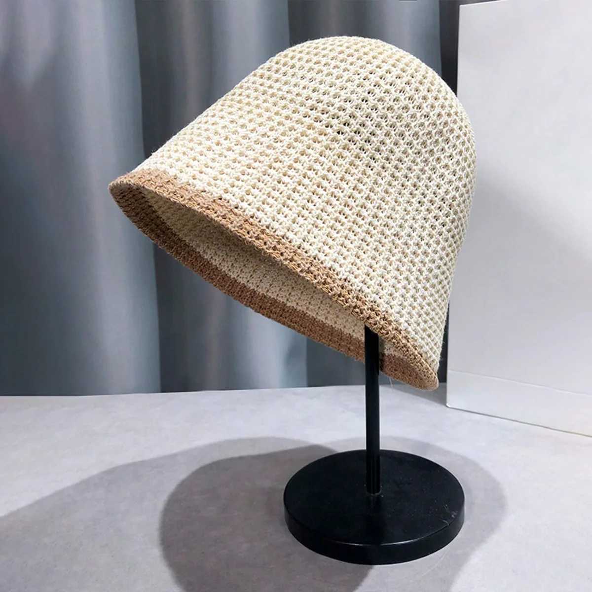 Summer Thin Breathable Fisherman Hat Trendy Sunshade Basin Hat Internet Celebrity Versatile Fashion Short Brim Woven Bucket Hat X250329
