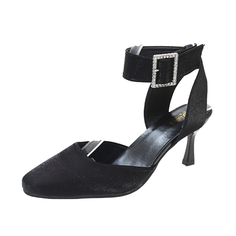 free Shipping Stiletto heels Designer Slipper Baotou Rear empty sandals One word strap single shoe External penetration Women sandal 2025