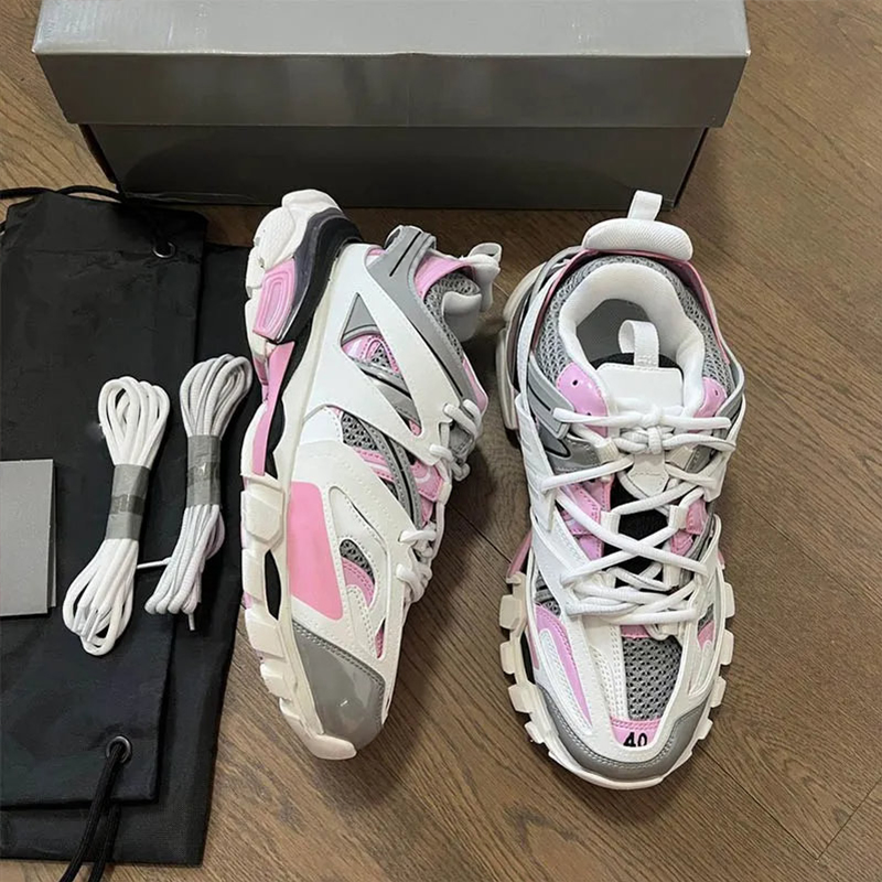Designer Men Women Casual Shoes Track 3.0 7.0 7.5 Paris Triple White Black Pink Grey Beige Sneakers Gomma Leather Nylon Printed Platform 35-46