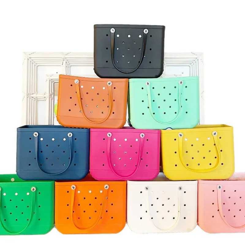Designer bag M/L/XL Fashion Large Beach Bag EVA Rubber Waterproof Storage Basket Travel Shopping Handbag Womens Shoulder Solid Color Bag Y250328