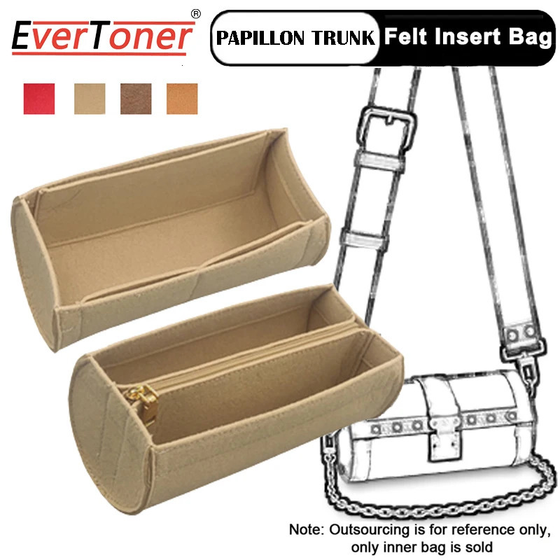 EverToner Fits For PAPILLON TRUNK Barrel Felt Cloth Insert Bag Organizer Women Makeup Bag Travel Portable Organizer 250328