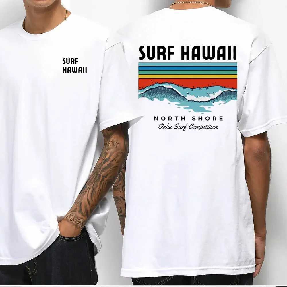 Hawaiian Traditions North Shore Hawaii Surfing Men Women White High Qulaty Cotton T-shirt Comfortable Beach-style Surf Tee Tops X250329
