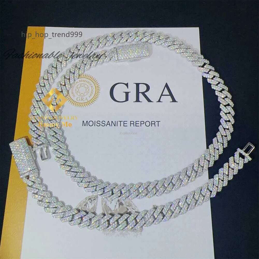 8mm Two Rows Iced Out Man Hip Hop Jewelry GRA Certificates Pass Dia Tester VVS1 Moissanite Cuban k Chain Men