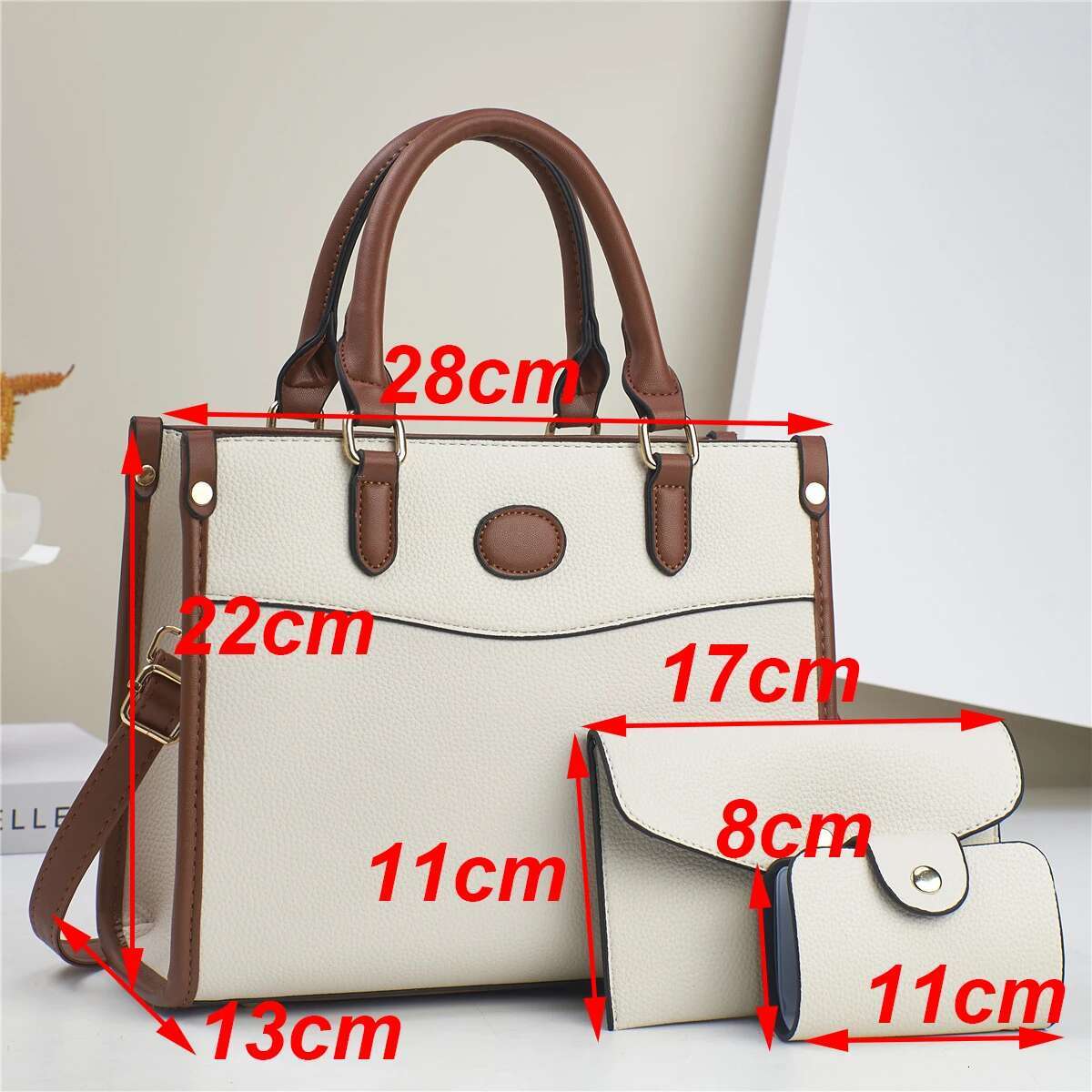 3Pcs Set Women Soft PU Leather Handbag Purse Wallets Large Capacity Tote Shoulder Bag Girls Messenger Bags For School Work