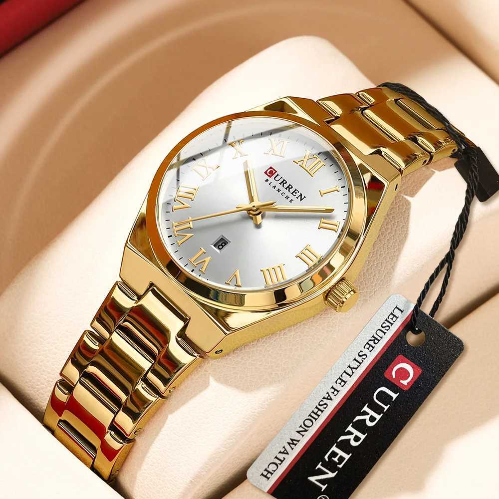 Curren Women es Fashion Gold Stainless Steel Womens Waterproof Quartz Wrist Romantic Girlfriend Gift W250329