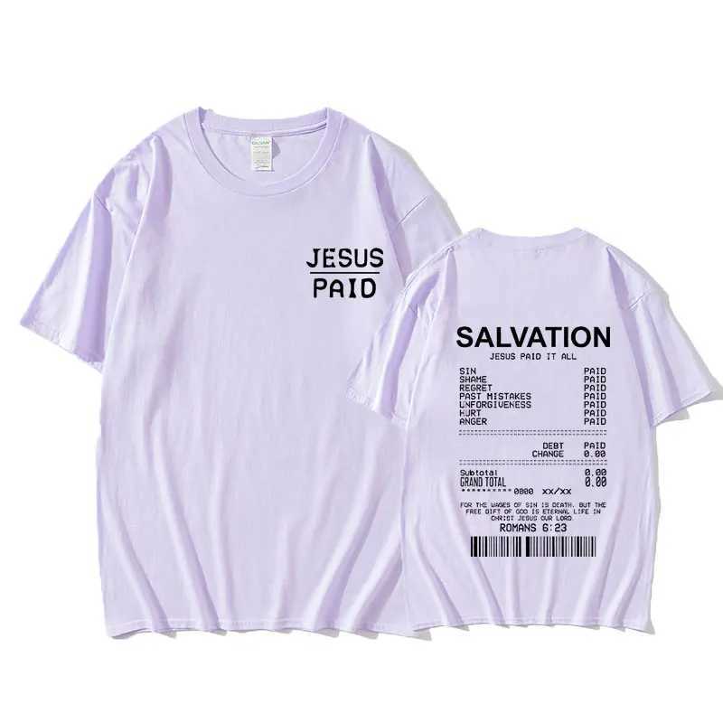 Christian Salvation Jesus Paid It All Graphic Tshirt Men Womens Fashion Oversized Short Sleeve Unisex Hip Hop Vintage T-shirt X250329