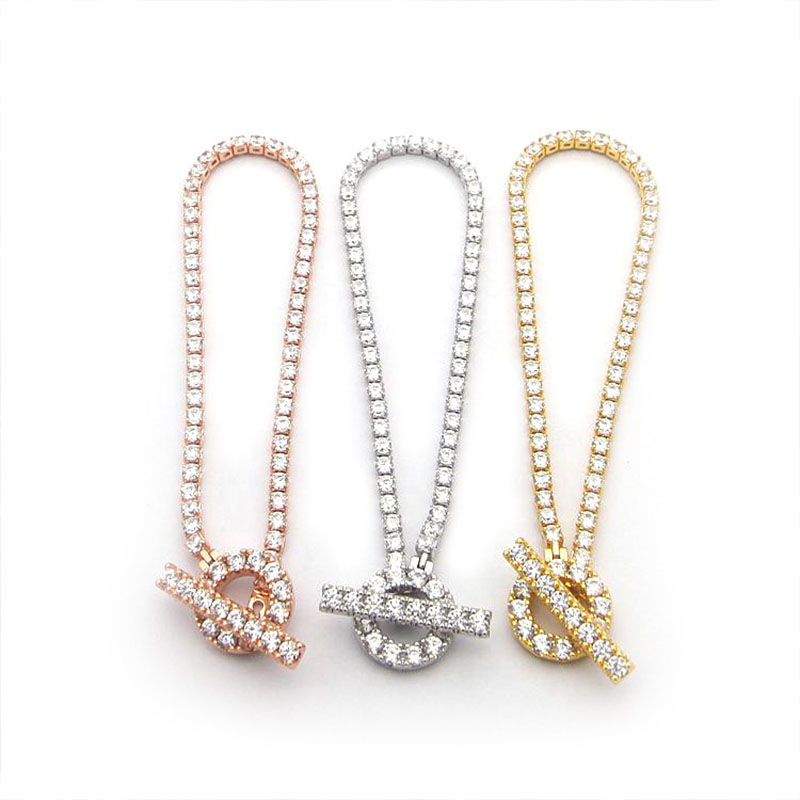 Charm Crystal H Bracelet Luxury Full Diamond OT Chain Bracelet Women's 18k Gold Bracelet Stainless Steel Designer Bracelet Jewelry