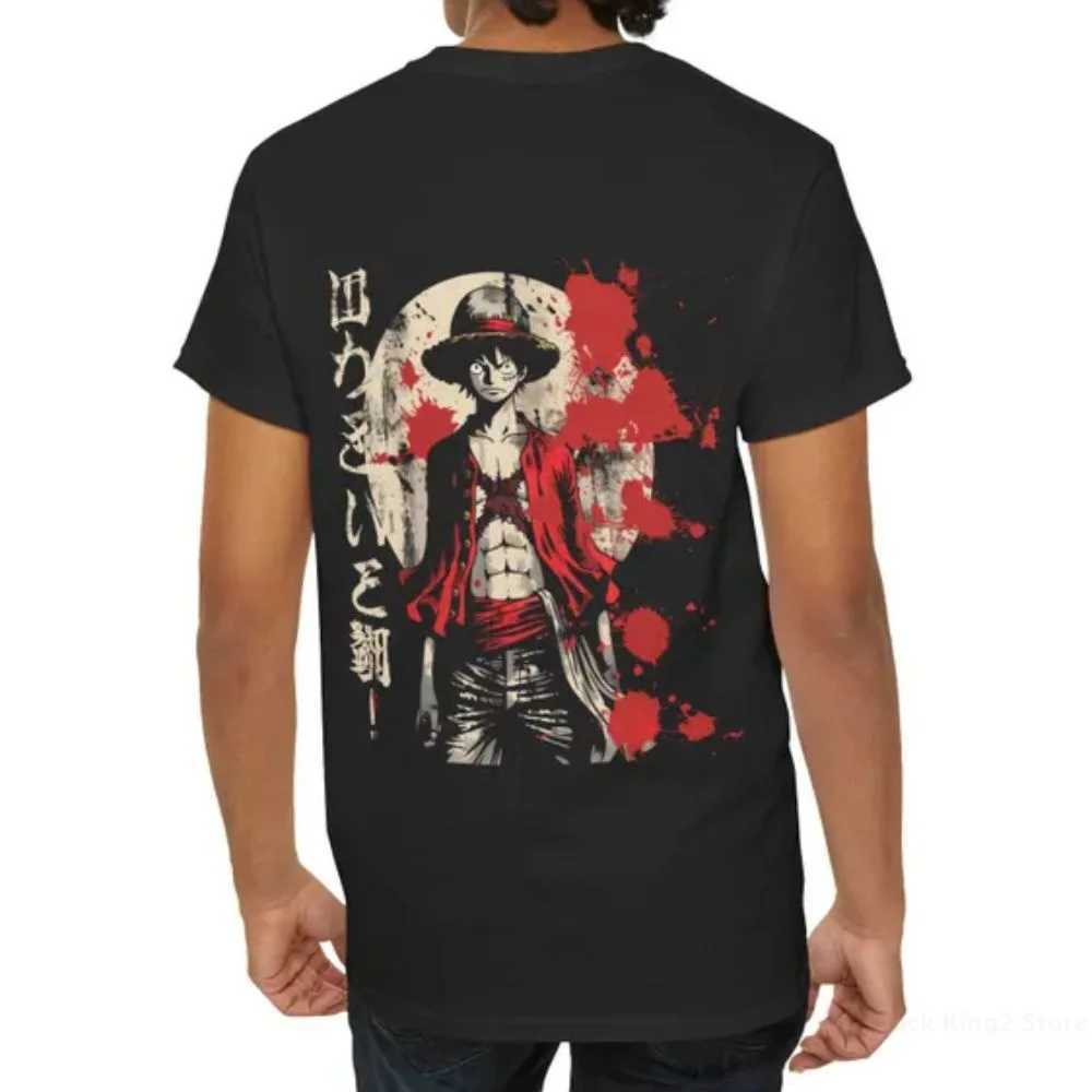 One piece T-shirt Luffy Japanese anime retro summer cotton mens T-shirt casual short sleeved street clothing top T-shirt mens clothing W250329