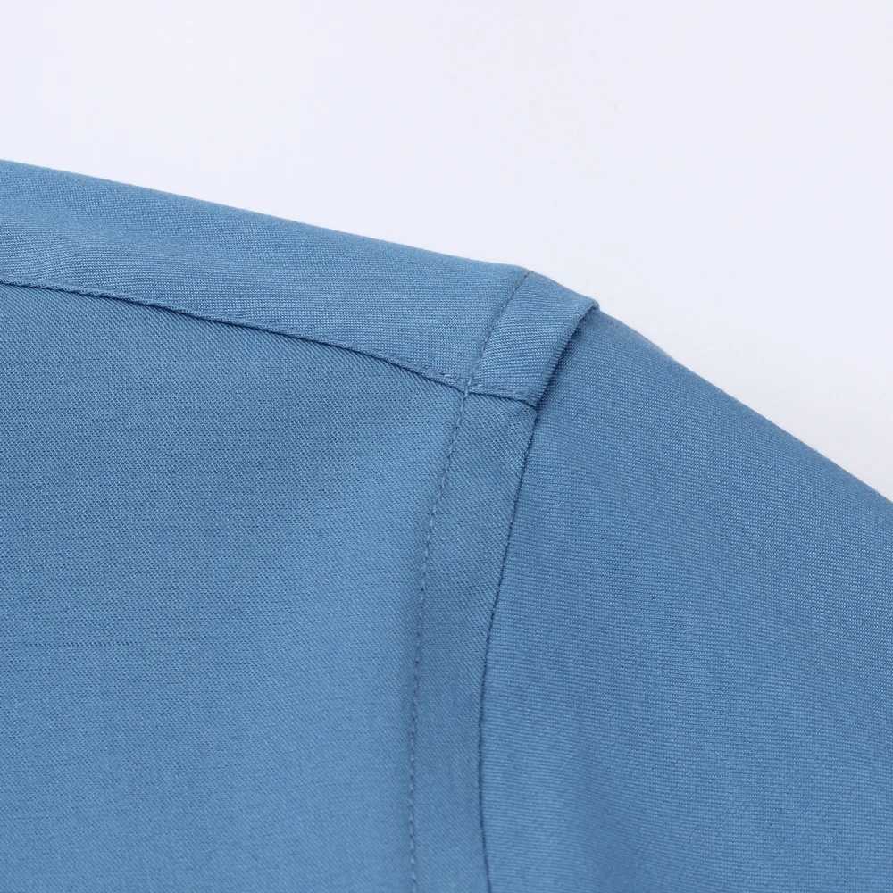 Mens long iron free fine stripe silk Fl dress without pocket wrinkles Fr regular suitable for work and leisure shirt X250329