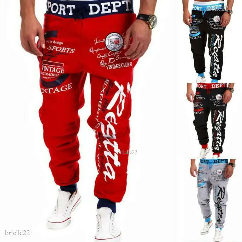 Men's Gym Fitness Hip Hop Casual Jogging Pants Letter Print Sport Slim Fit Baggy Trousers Sportwear Sweatpants Jogger