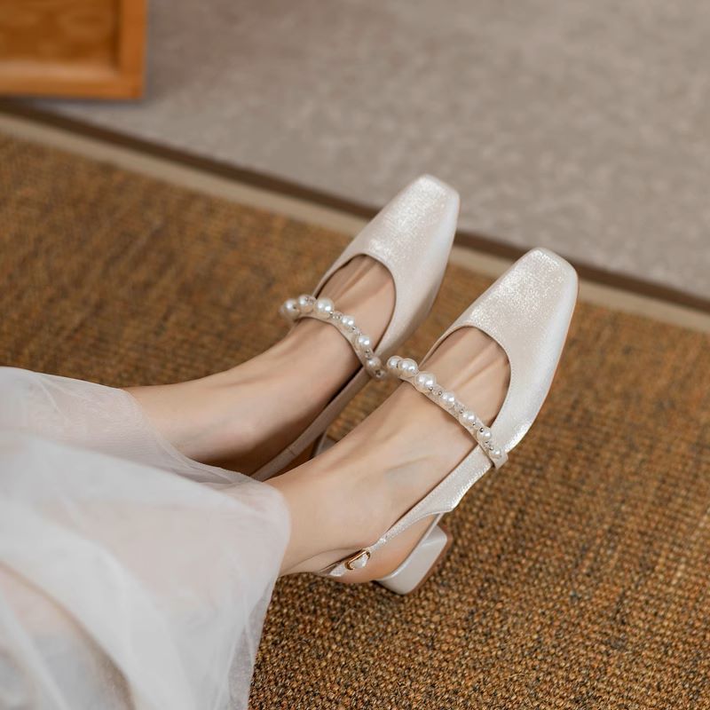 slippers Designer Coarse heeled sandals One word strap single shoe Baotou high heels Rear empty slipper Women External penetration HOT 2025