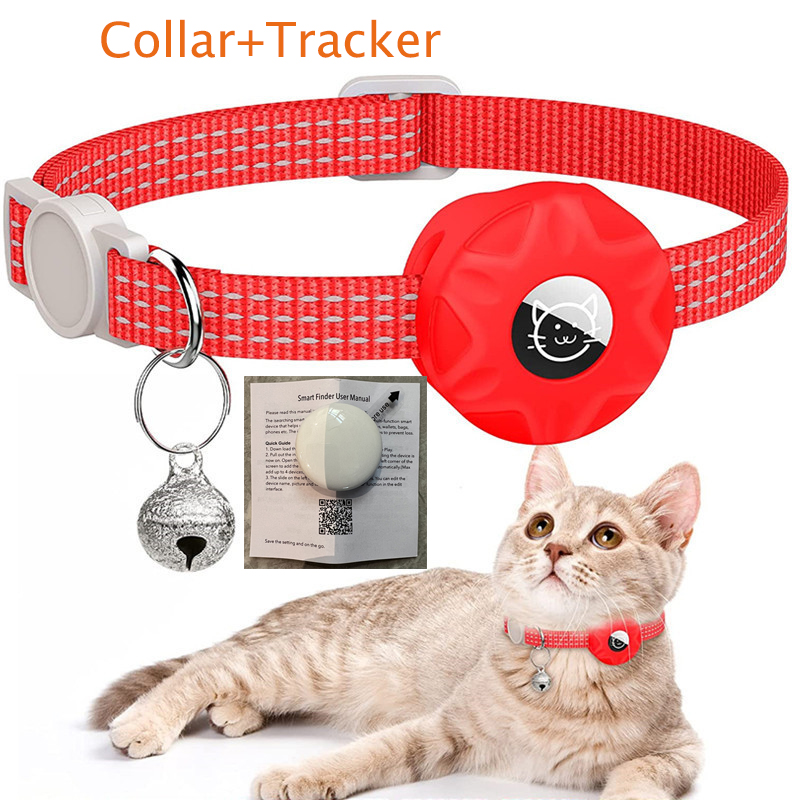 Apple AirTag Cat/Dog Collar with Silicone Case, Triple Reflective Stripes & Bell - Anti-Lost Pet Tracker Holder, Durable GPS Tracking Collar Accessori