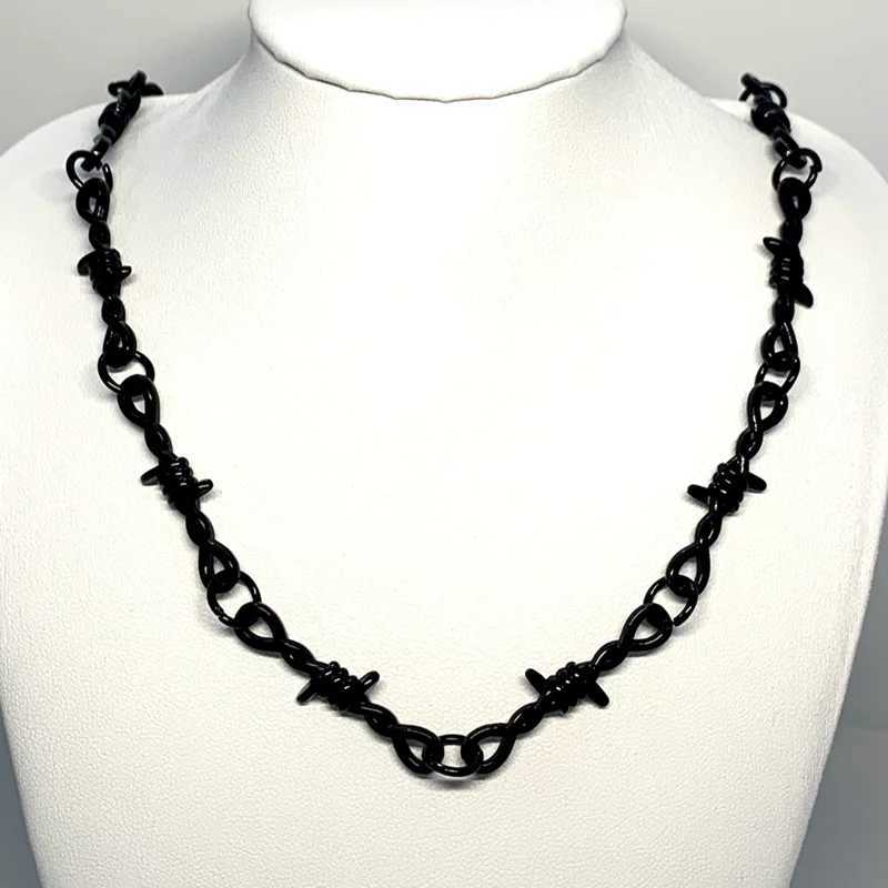 Brambles bird head bone necklace with small thread womens hip-hop gothic punk style barbed wire small thorn chain necklace Y250329