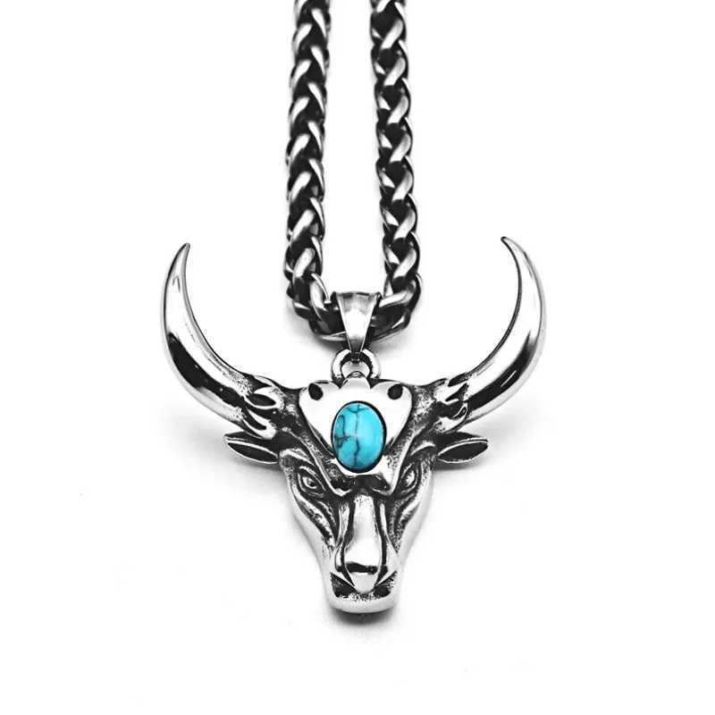 Mens Fashion Bull Head Necklace Pendant Retro Hip Hop Necklace Mens Pendant Necklace Fashion Jewelry Decoration Wholesale Y250329