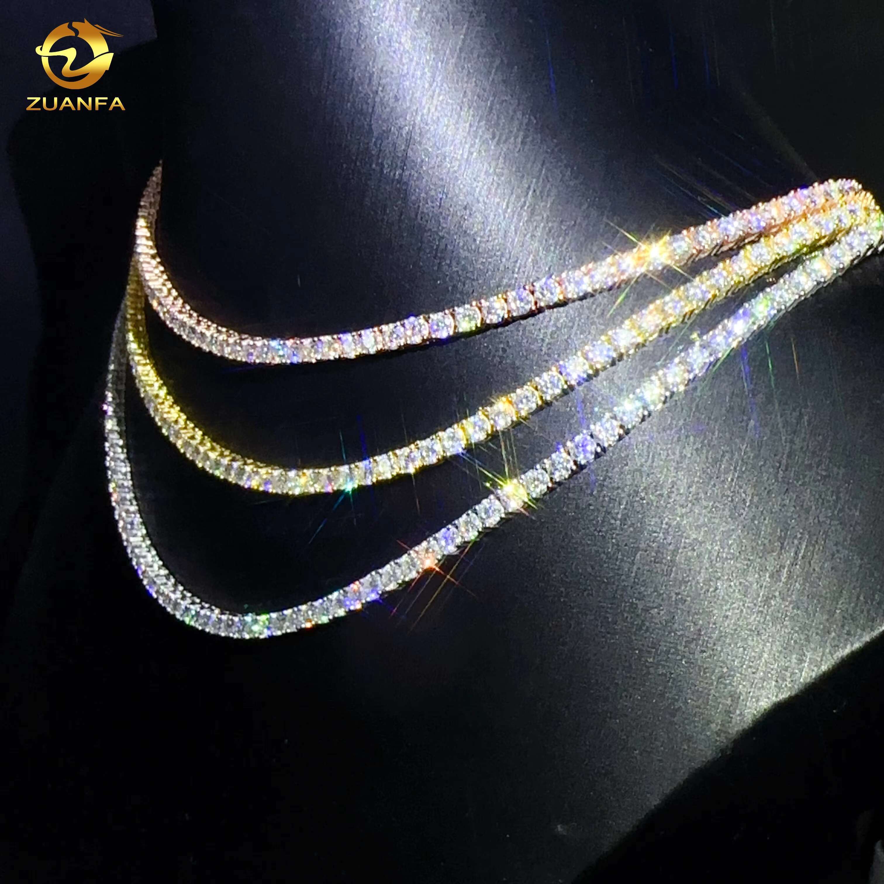 Jewelry Tennis Chain 925 Silver Lab Diamond 3mm Moissnite Tennis Necklace Bracelets Men Women Pendant Chain