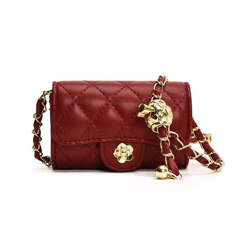 Stylish camellia Little Girl Chain crossbody bag Cute mini Fanny pack