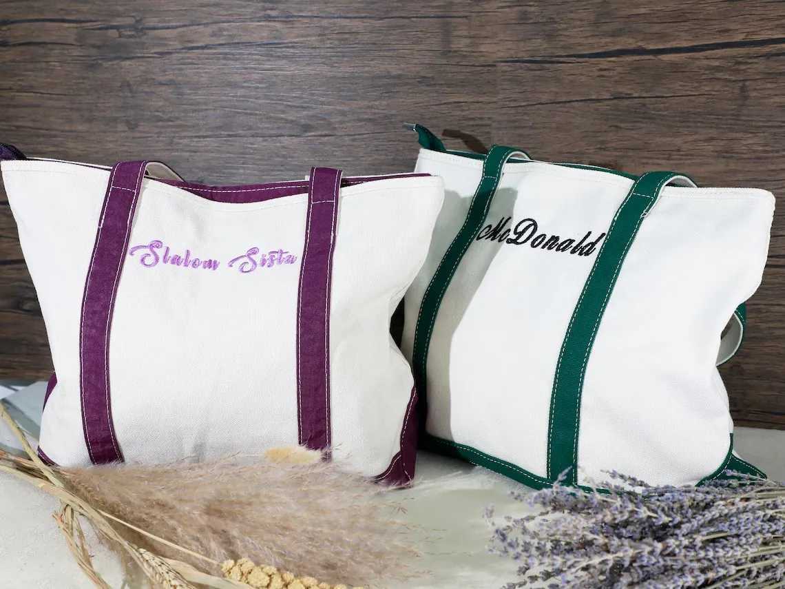 Designer bag EmbroideredCustom Text ToteIronic Boat ToteCanvasBeach BagSchool BagPersonalized GiftGift for HerBest Y250328