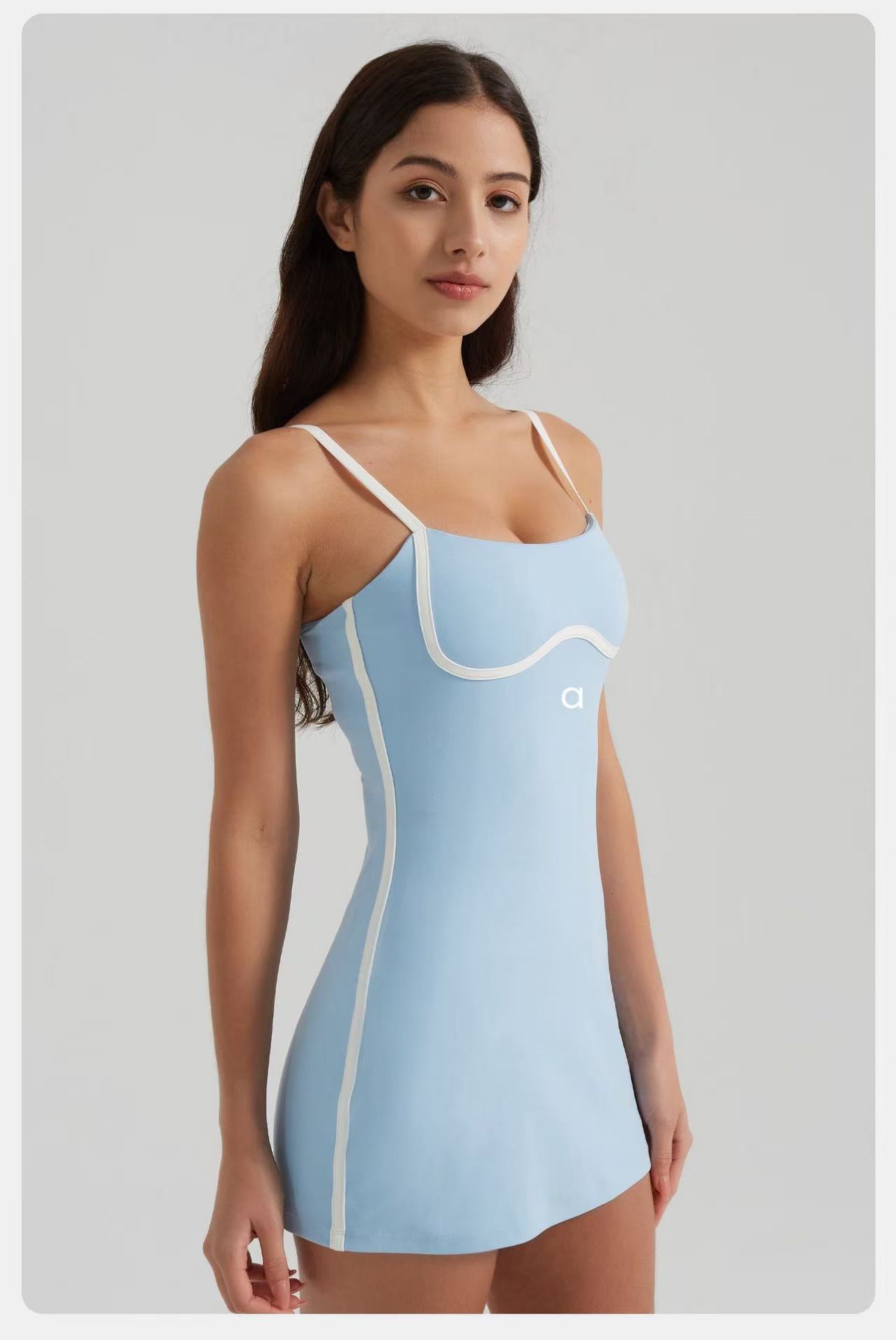 Women Yoga Tennis Dress With Chest Pads Anti-slip One-piece Golf Dresses Outdoor Wear BFT1034