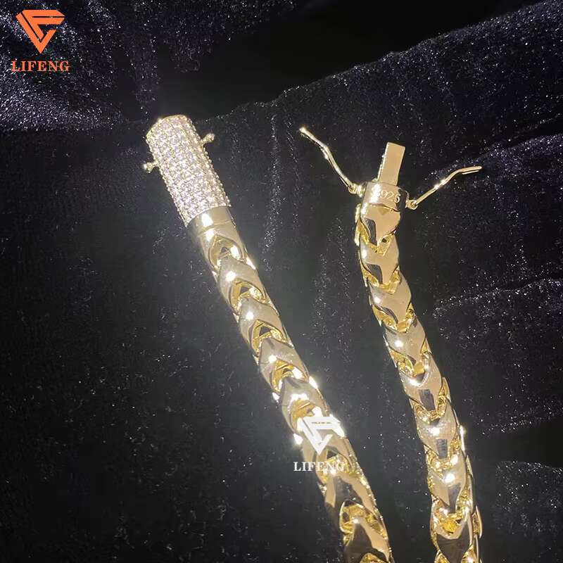 Lifeng Jewelry Wholesale Hip Hop Mens Chain 14k 18k Gold Plated 925 Sterling Silver 6mm Franco Chain Necklace