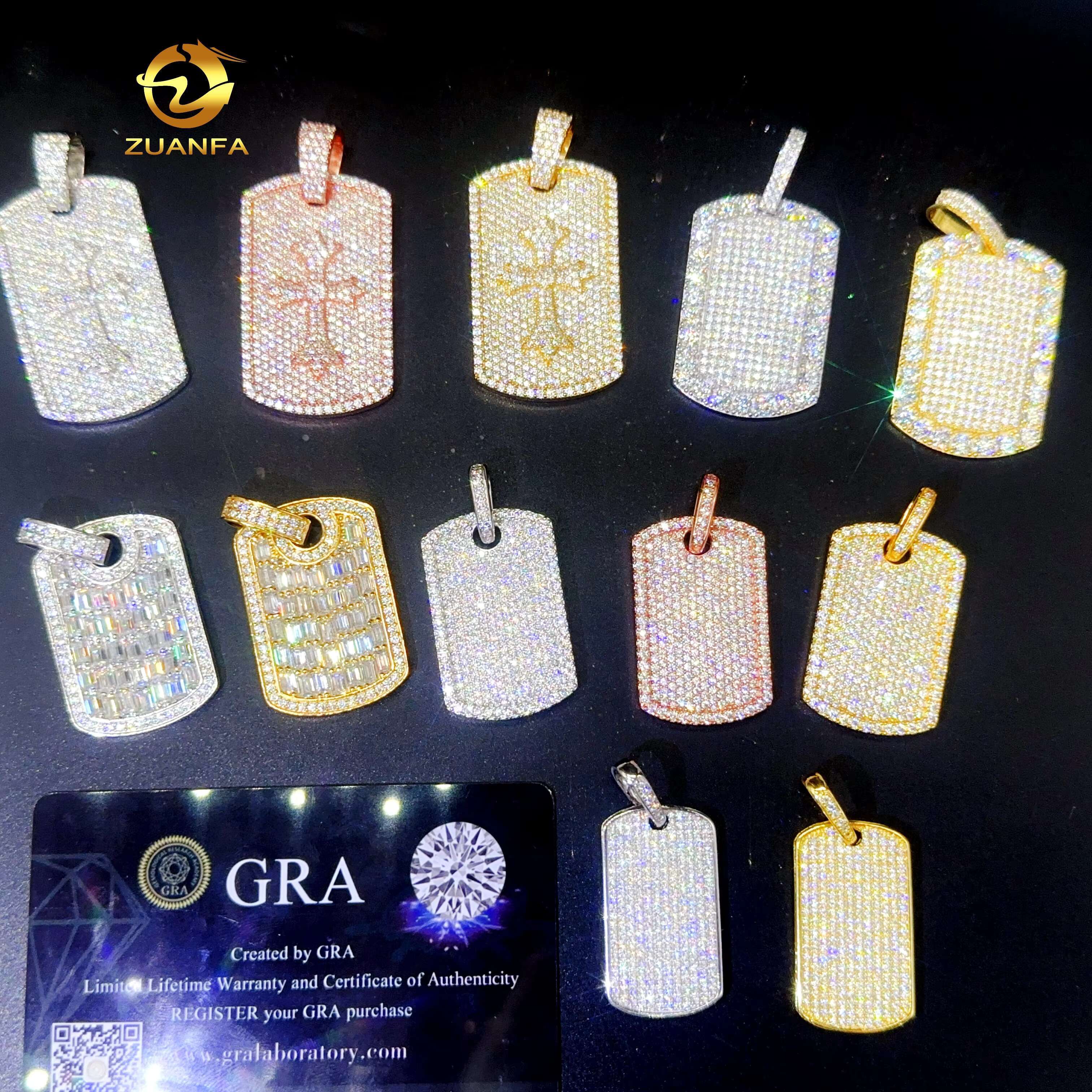 Factory Price Iced Out Pendants Vvs Moissanite Diamond Hip Hop Jewelry Various Dog Tag Pendant With Gra Certificate