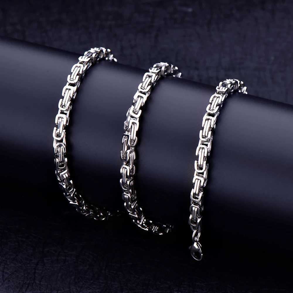 Width 5MM 316L Titanium Steel Empire Chain Necklace Fashion Stainless Steel Mens Necklace Hip Hop Rock Jewelry Length 60/70CM Y250329