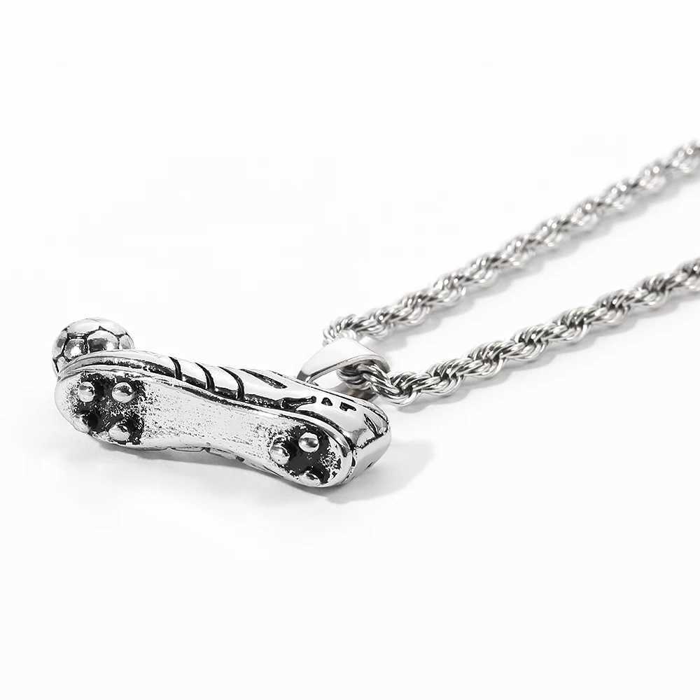 Hip hop punk football shoe pendant necklace mens fashion football necklace boys jewelry accessories gift Y250329