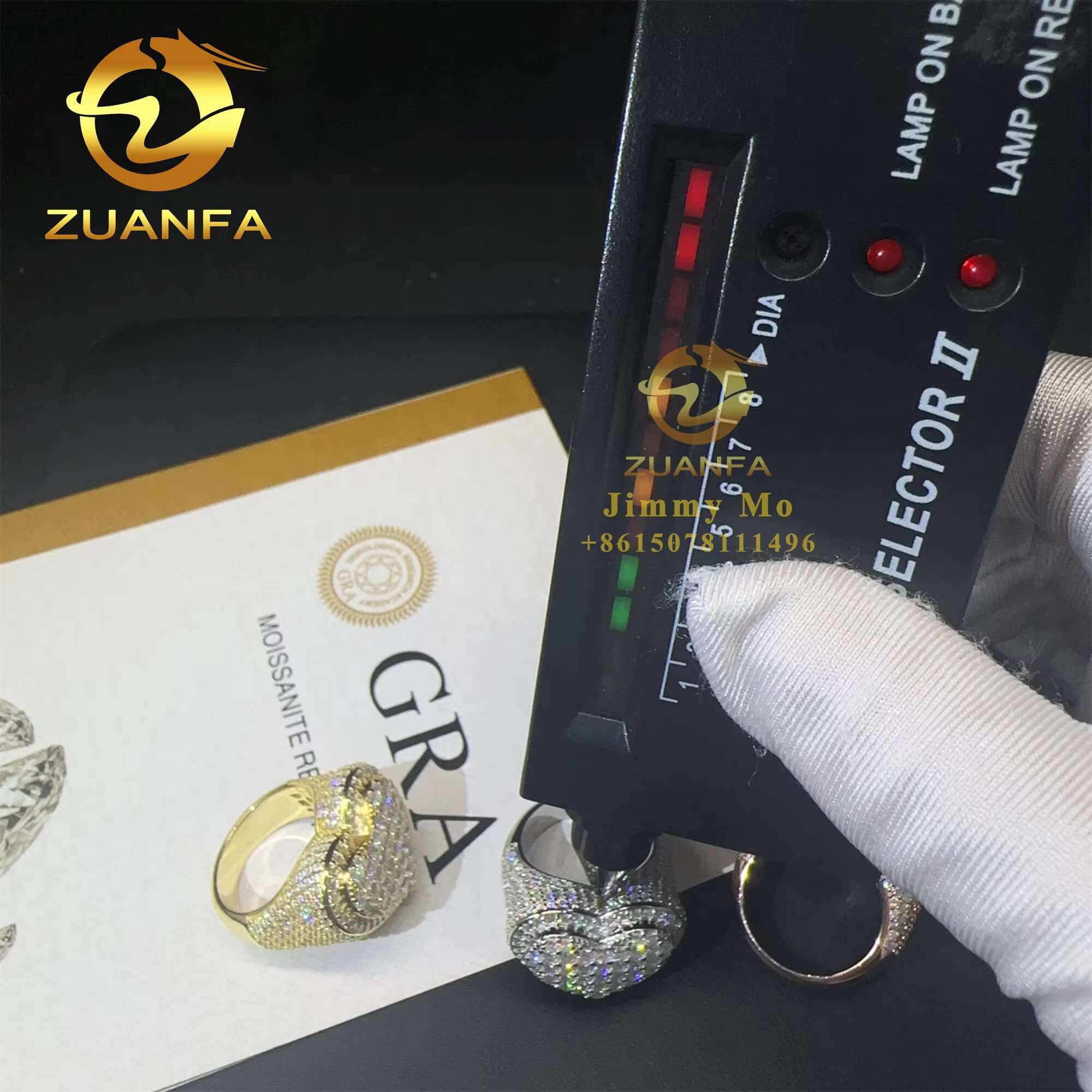 Bulk Stock Pass Diamond Tester 925 Sterling Silver Full With Baguette Moissanite Diamond Hip Hop Iced Out Heart Shape Ring Men