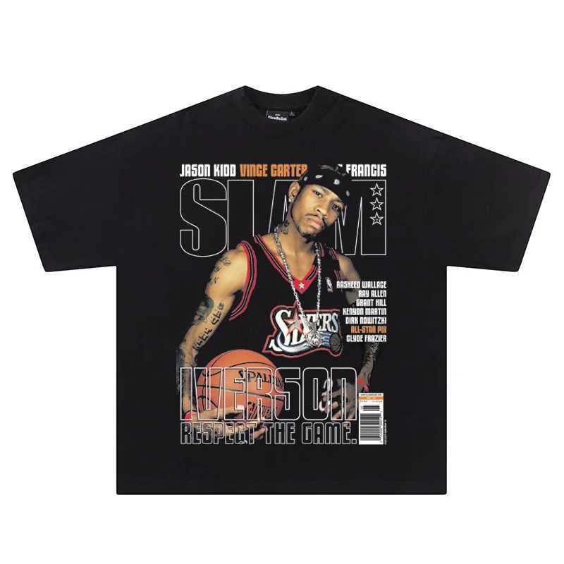 Hip Hop Streetwear Men Tshirts Basketball Star Print T Shirt 100%Cotton Breathable Tees Unisex Oversized Casual Y2K Clothes X250329