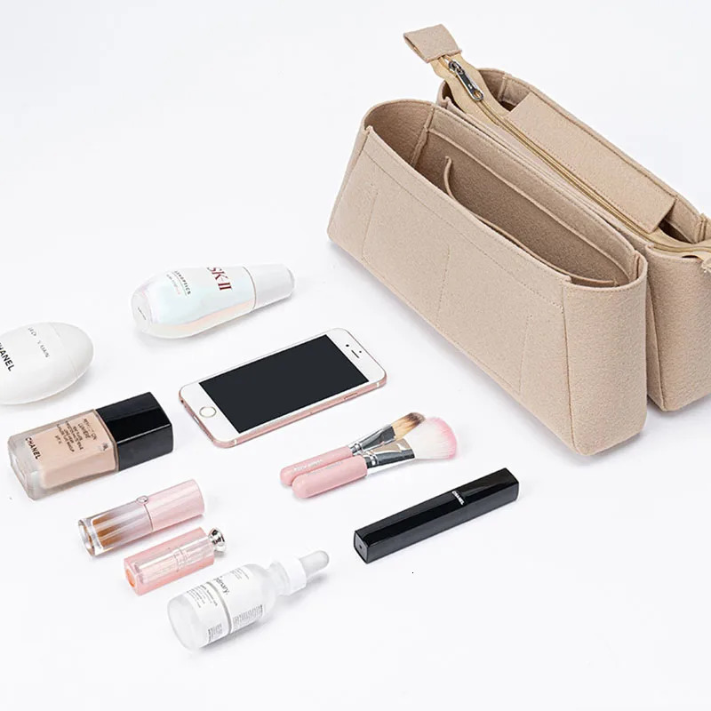 EverToner Fits for Montaigne BB MM Felt Cloth Insert Bag Organizer Makeup Handbag Organizer Travel Inner Mommy Cosmetic Bags 250328