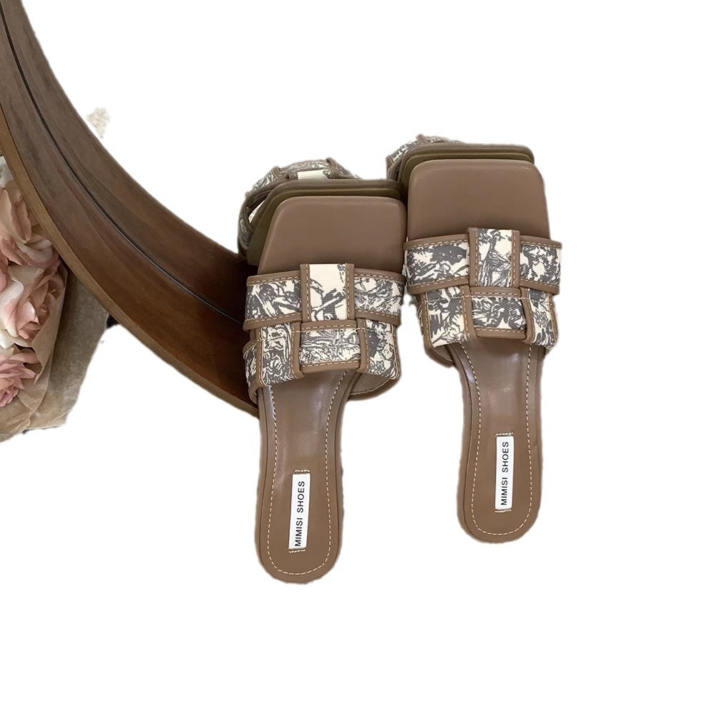free Shipping Designer Slippers with fine heels One character high-heeled sandals Ladies wearing outerwear ourist beach slippers 2025