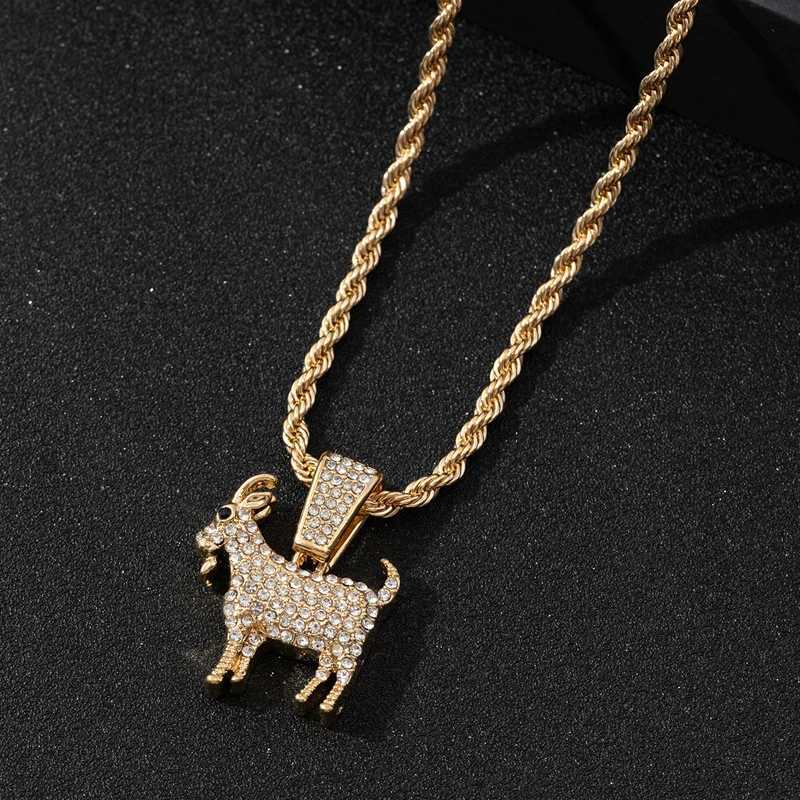 Fashion Gold Plated and Silver Plated Goat Pendant Necklace Hip Hop Tennis Chain Necklace Womens and Mens Gifts Inspiring Jewelry Y250329