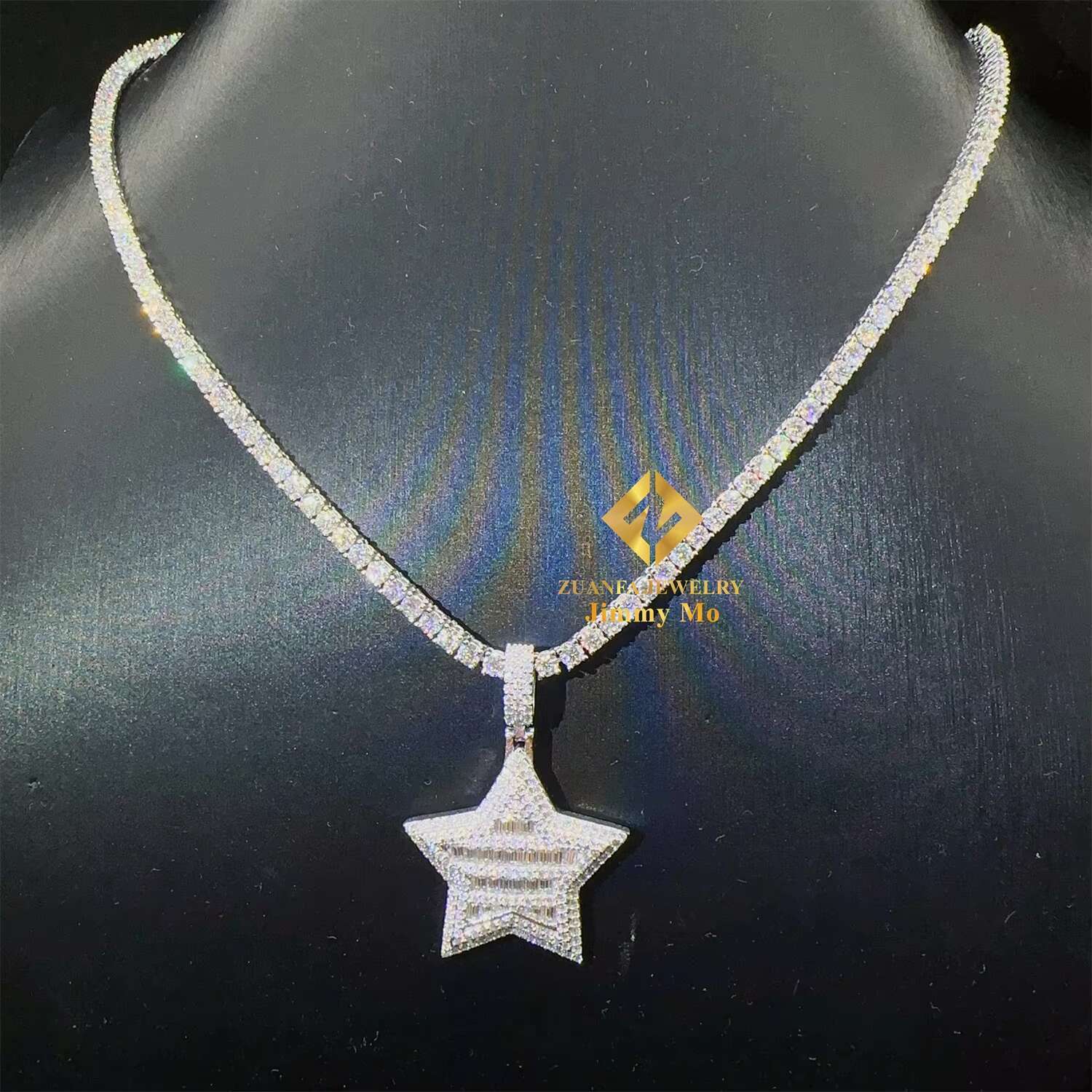 GRA Certificates Pass Diamond Tester Iced Out Fire Jewelry 925 Silver VVS1 Baguette Moissanite Diamond Pendant Necklace Gift