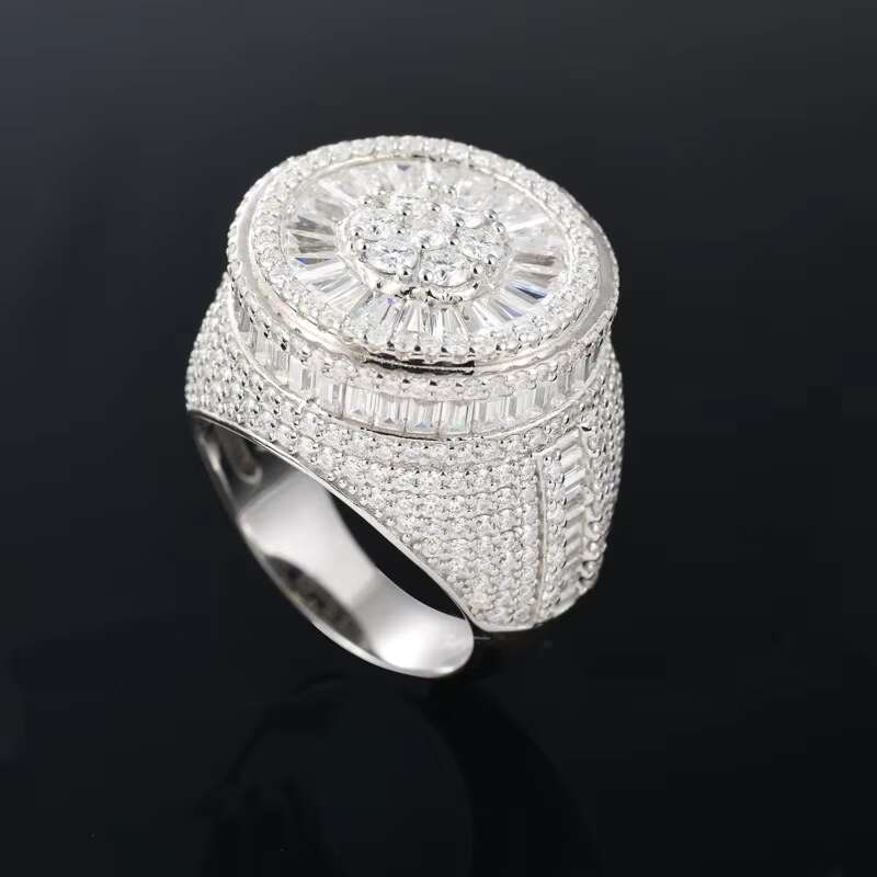 925 Sterling Silver 18k White Gold Plating Band Vvs Moissanite Diamond Iced Out Wedding Engagement Men Rings