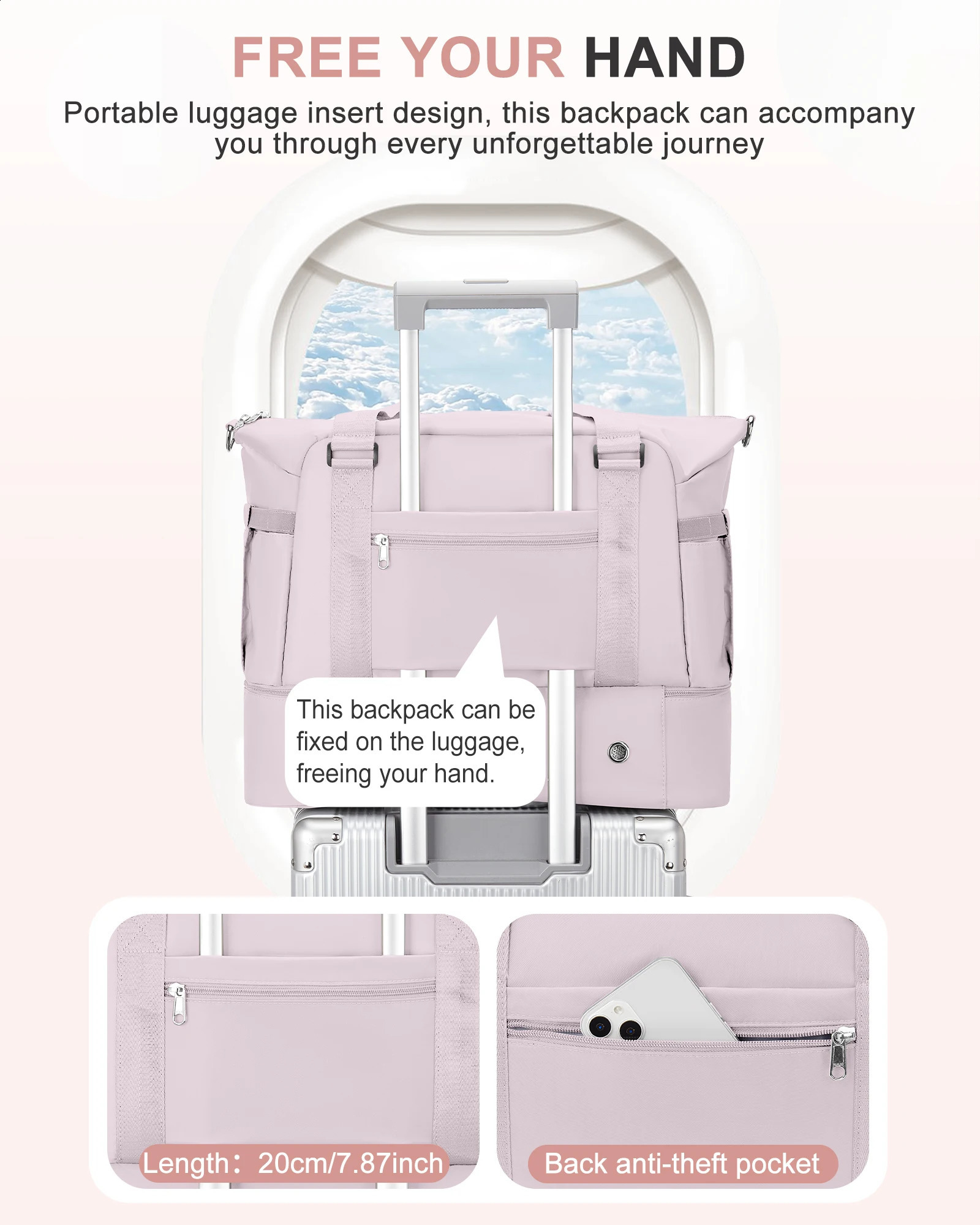 Gym Bag for Women Large Travel Duffel Bag Weekender Overnight Bag with Wet Pocket and Shoes Compartment for Travel Gym Yoga 250324