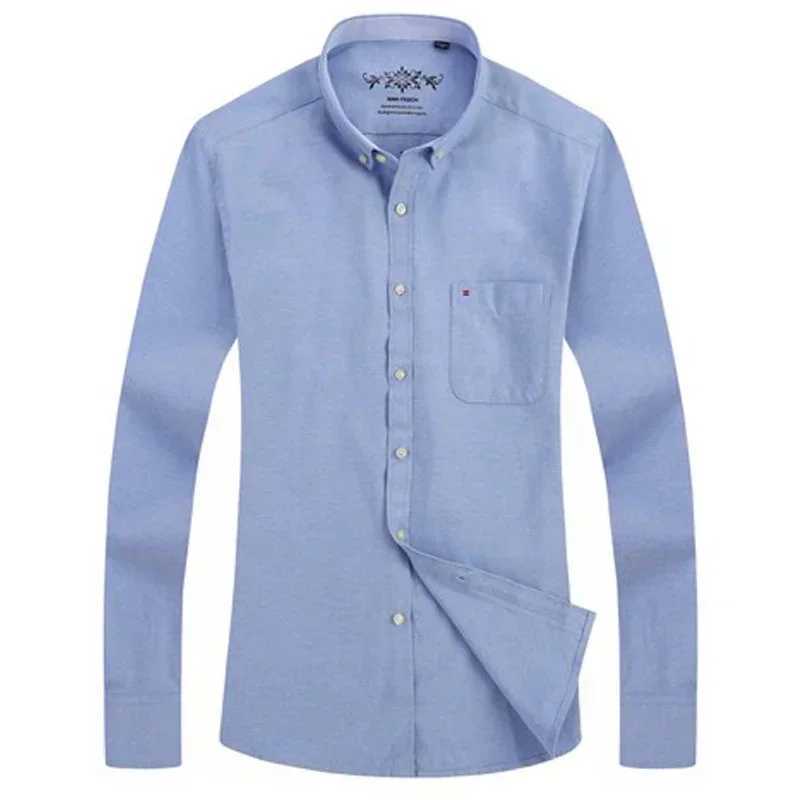 Mens long sleeved Oxford plain casual shirt mens designer clothing button down collar thick work shirt and shirt X250329