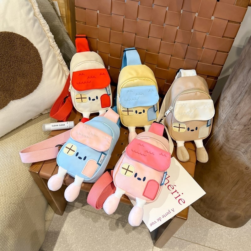 2025 Designer children's 3 backpack Cartoon cute little house kindergarten chest bag new baby satchel tide