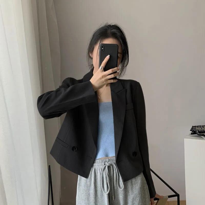 S328Spring and Autumn Women's Short Suit Jacket - Stylish Casual Outfit for Students