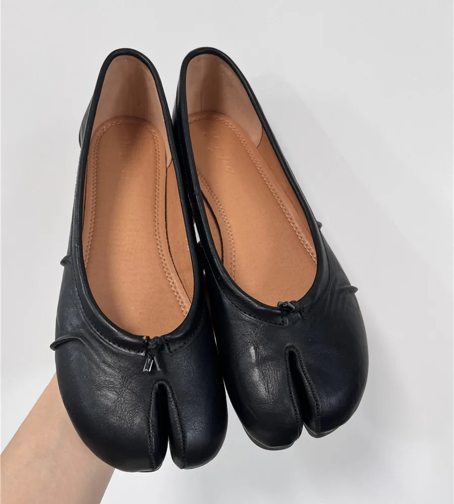 2024 New Pleated Women Ballet Flats Tabi Shoes Casual Slip-on Loafers Ladies Split Toe Leather hot Espadrilles Zapatillas