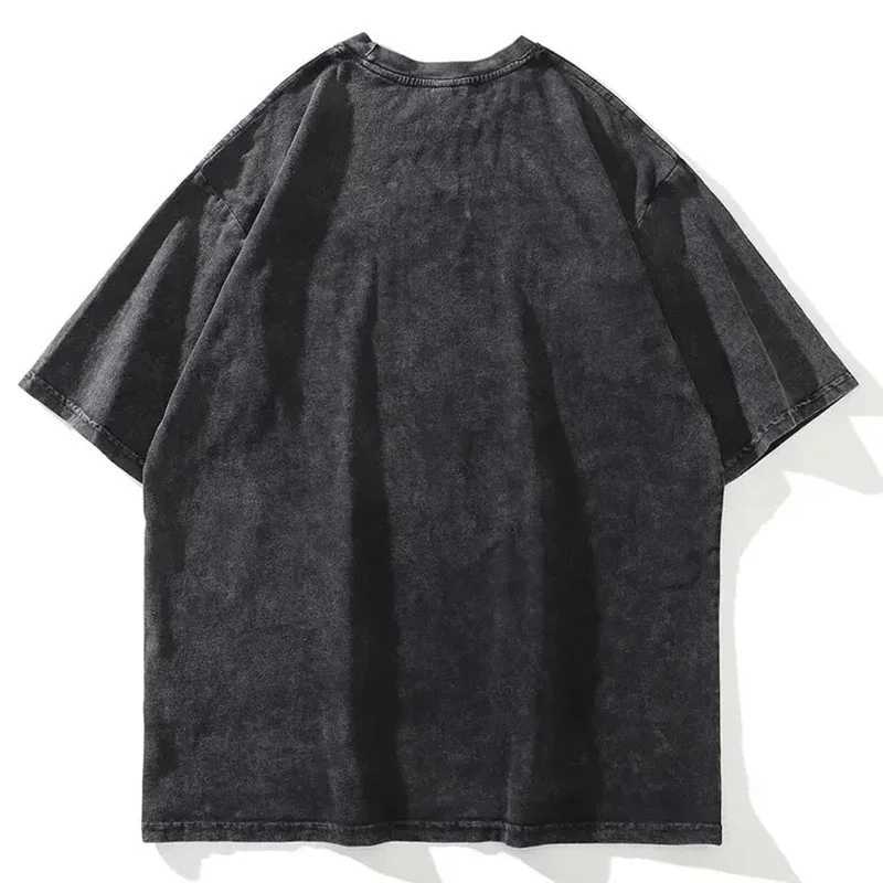 Summer Mens Washed Tshirts Hip Hop Doberman Dog Graphic Print Punk Gothic T-Shirt Streetwear Harajuku Vintage Cotton Tops Tees X250329