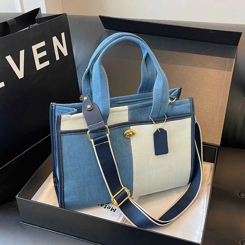 Designer bag New luxury denim fabric womens handbag square shoulder bag womens handbag designer fashionable and simple ten font Y250328