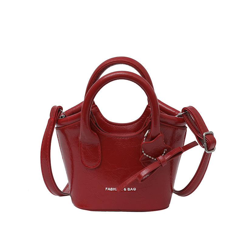Cute bow mini hand bucket bag solid color all-match children's change satchel