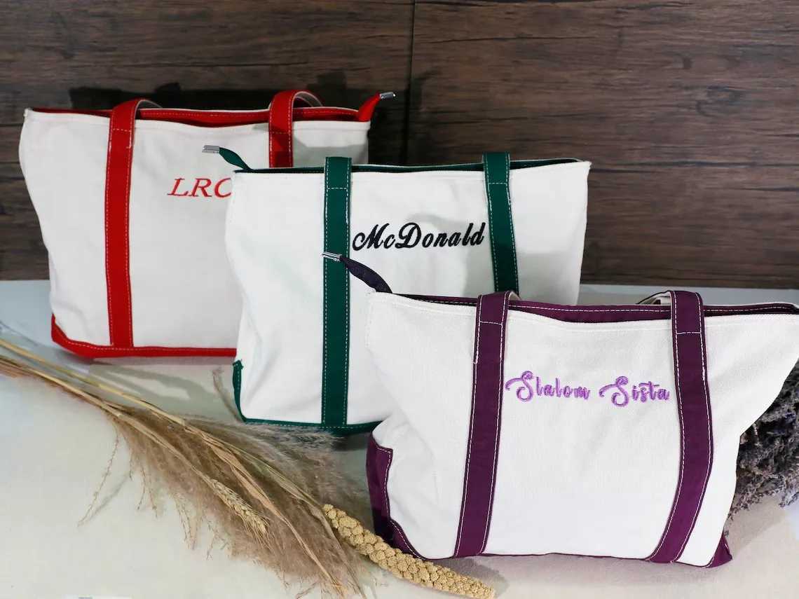 Designer bag EmbroideredCustom Text ToteIronic Boat ToteCanvasBeach BagSchool BagPersonalized GiftGift for HerBest Y250328