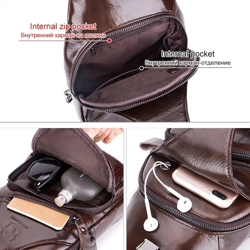 BULLCAPTAIN Bag Genuine Leather Chest Bag Mens Fashion Style Casual Straddle Bag Business Large Capacity Leather Mens Luggage 250327