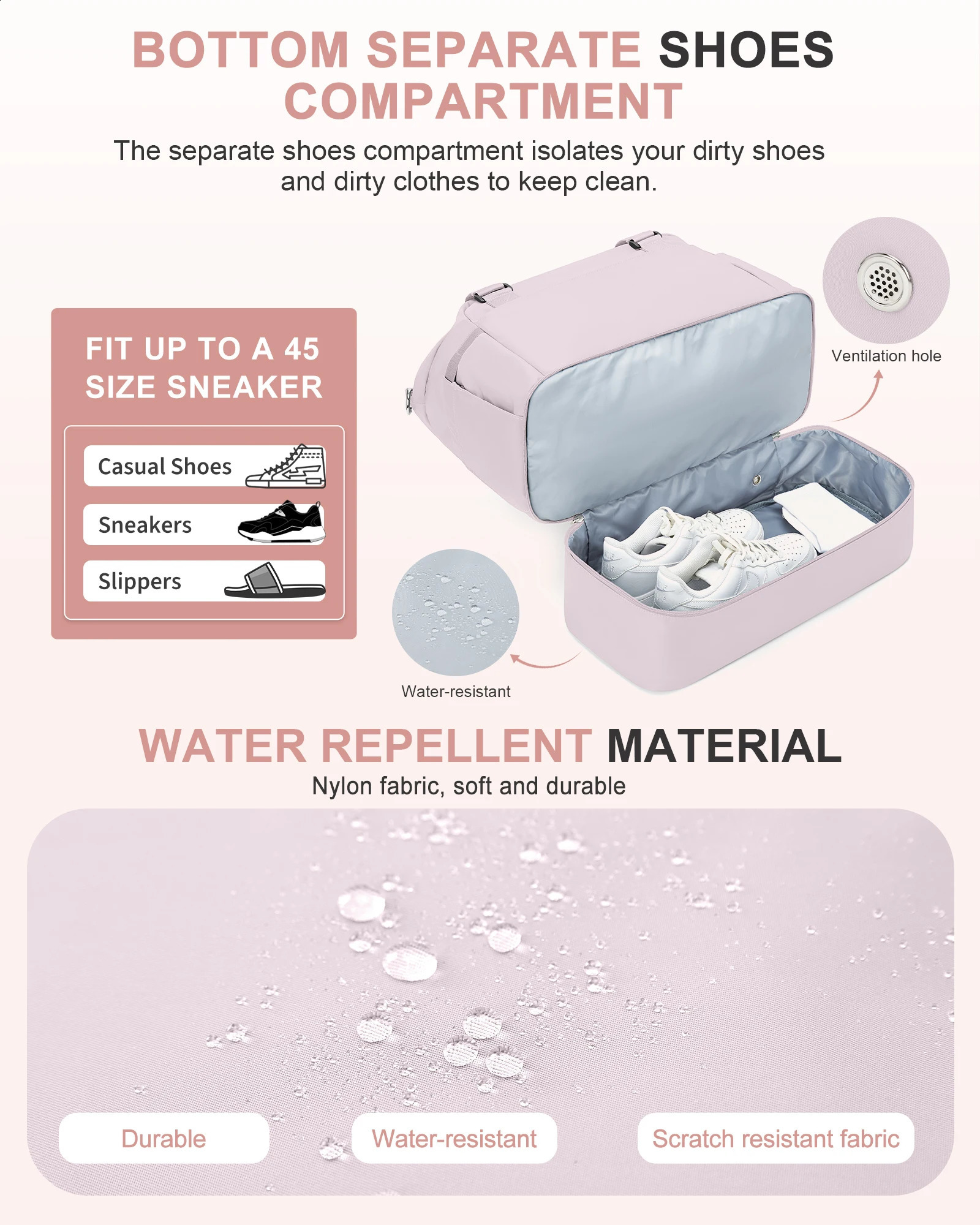 Gym Bag for Women Large Travel Duffel Bag Weekender Overnight Bag with Wet Pocket and Shoes Compartment for Travel Gym Yoga 250324