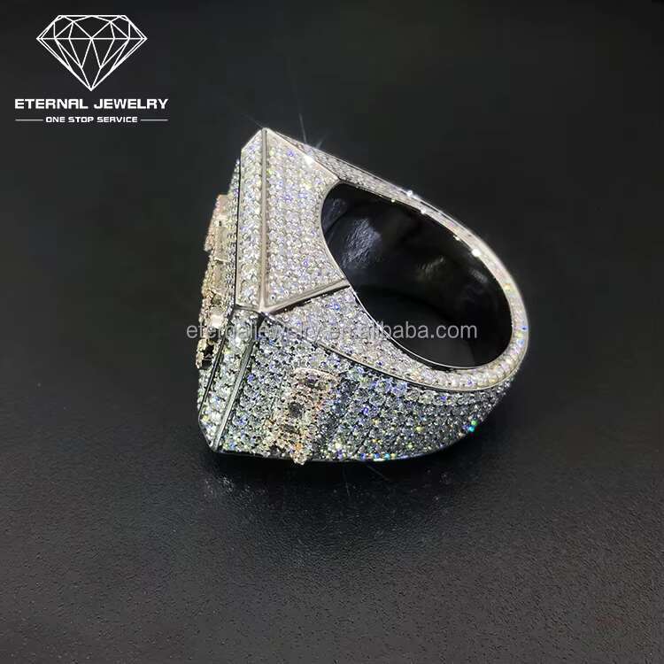 Factory Custom Mens S925 Silver 9K 10K 14K 18K Solid Gold Iced Out D VVS Moissanite Lab Diamond Letter Hiphop Ring for Men
